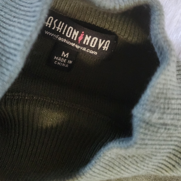 Fashion Nova Olive Long Sleeve Knit Dress - Picture 5 of 8